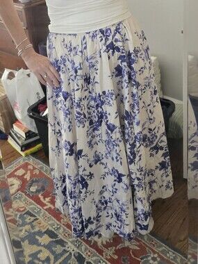 JACI poplin Maxi Skirt Blue Toile, NWT, XS ANTHROPOLOGIE